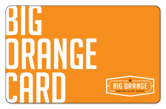 "big orange card" displayed in large text on left side, small company logo on lower right side. card has orange background